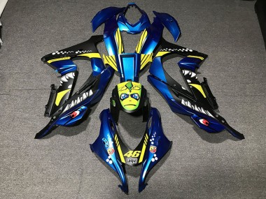 Affordable 2016-2020 Kawasaki ZX10R Motorcycle Fairings - Metallic Blue Yellow Shark 46 Australia