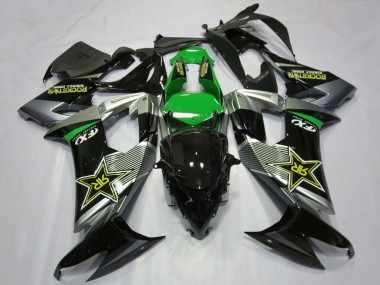 Affordable 2008-2010 Kawasaki ZX10R Motorcycle Fairings - Grey Green Black Rockstar Australia
