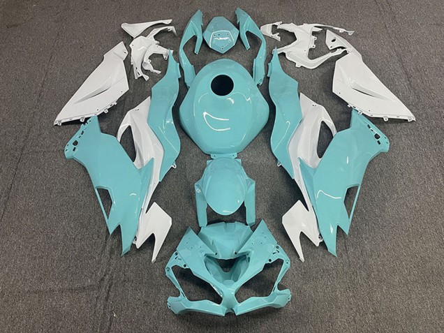 2019-2022 Kawasaki ZX6R Motorcycle Fairings - White Aqua Blue Australia