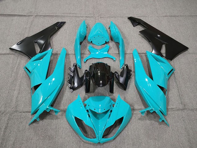2009-2012 Kawasaki ZX6R Motorcycle Fairing Kits - Blue Glossy Black Australia