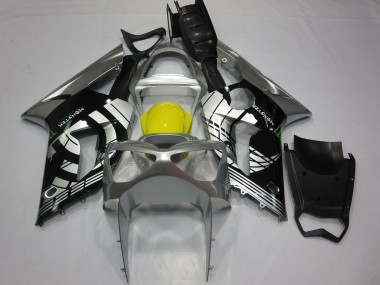 Affordable 2003-2004 Kawasaki ZX6R Motorcycle Fairings - Silver Yellow Glossy Black Australia