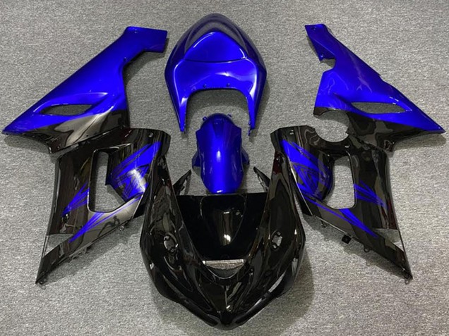 2005-2006 Kawasaki ZX6R Motorcycle Fairings - Blue Glossy Black Australia