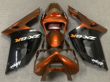 Affordable 2003-2004 Kawasaki ZX6R Motorcycle Fairings - Orange Glossy Black Australia