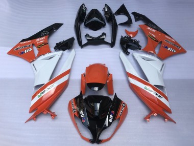 Affordable 2009-2012 Kawasaki ZX6R Motorcycle Fairings - Orange White Glossy Black Elf Touch4 Bridgestone Australia