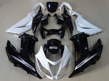 Affordable 2013-2018 Kawasaki ZX6R Motorcycle Fairing - White Glossy Black Australia
