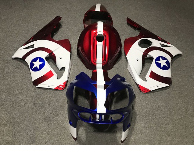 2002-2006 Kawasaki ZX12R Motorcycle Fairings - Red Blue White Star Captain America Australia