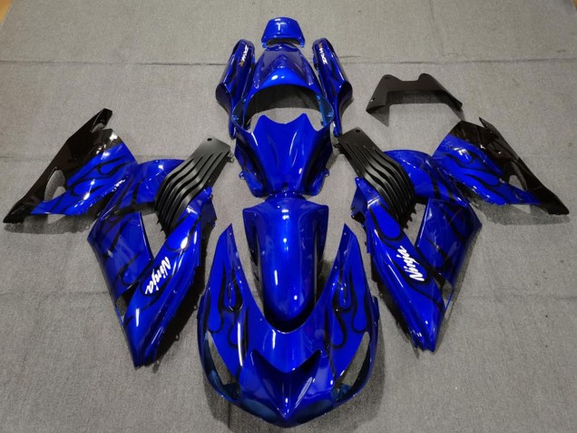 2006-2011 Kawasaki ZX14R Motorcycle Fairings - Blue Black Flame Australia