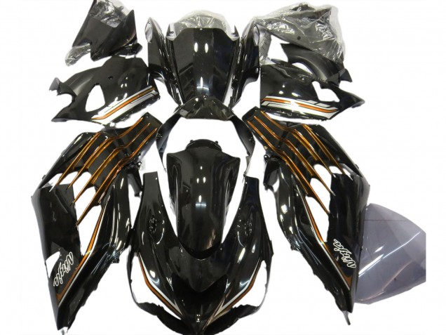 2012-2024 Kawasaki ZX14R Motorcycle Fairings - Glossy Black Orange Australia