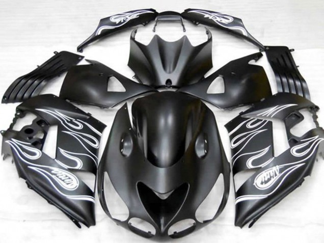 2006-2011 Kawasaki ZX14R Motorcycle Fairings - Matte Black Silver Flame Australia