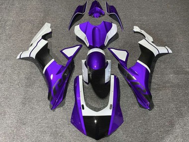 Affordable 2015-2019 Yamaha R1 Motorcycle Fairings - White Purple Carbon Fiber Accents Australia