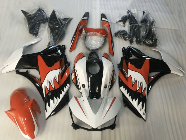 2015-2018 Yamaha R3 Motorcycle Fairings - White Orange Glossy Black Shark Australia