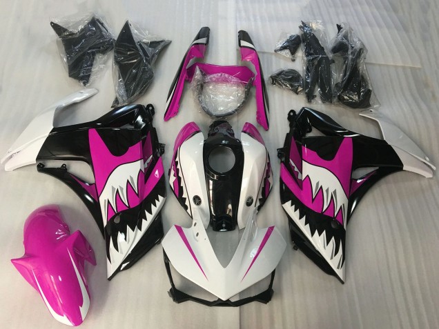 2015-2018 Yamaha R3 Motorcycle Fairings - White Pink Glossy Black Shark Australia