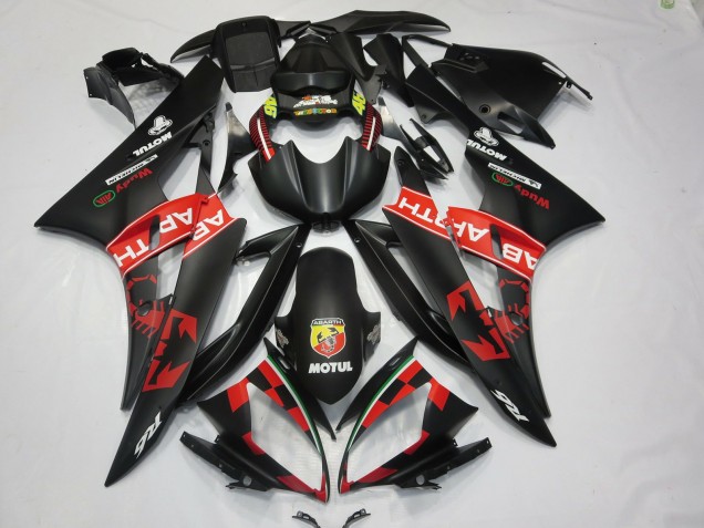 2006-2007 Yamaha R6 Motorcycle Fairings - Matte Black Red Abarth Motul Michelin Australia