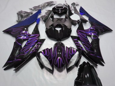 Affordable 2008-2016 Yamaha R6 Motorcycle Fairings - Blue Glossy Black Purple Flame Australia