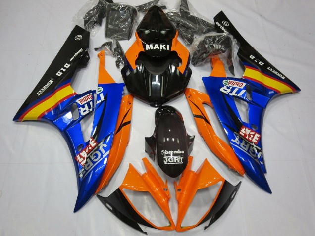 2006-2007 Yamaha R6 Motorcycle Fairings - Orange Blue Glossy Black Castrol Australia