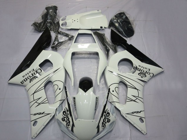 1998-2002 Yamaha R6 Motorcycle Fairings - White Black Corona Motul Australia