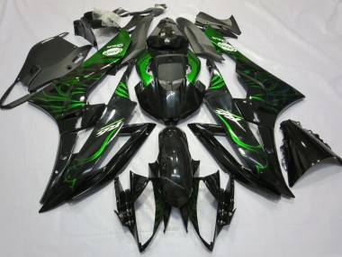Affordable 2006-2007 Yamaha R6 Motorcycle Fairings - Glossy Black Green Flame Australia