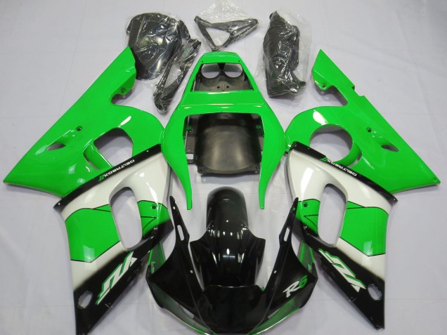 1998-2002 Yamaha R6 Motorcycle Fairing - Green White Glossy Black Australia