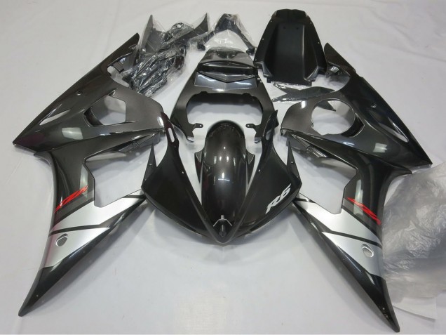2005 Yamaha R6 Motorcycle Fairings - Glossy Black Silver Australia