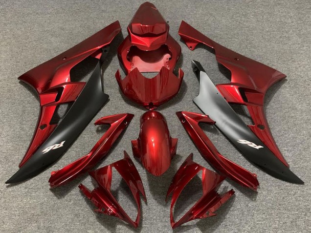 2006-2007 Yamaha R6 Motorcycle Fairings - Red Matte Black Australia
