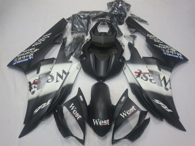 2006-2007 Yamaha R6 Motorcycle Fairings - Matte Black White West Michelin Australia
