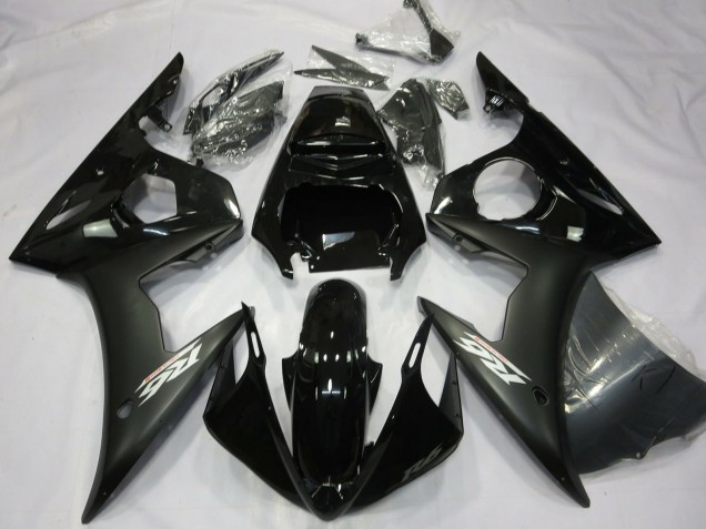 2003-2004 Yamaha R6 Motorcycle Fairings - Glossy Black Matte Black White Decals Australia