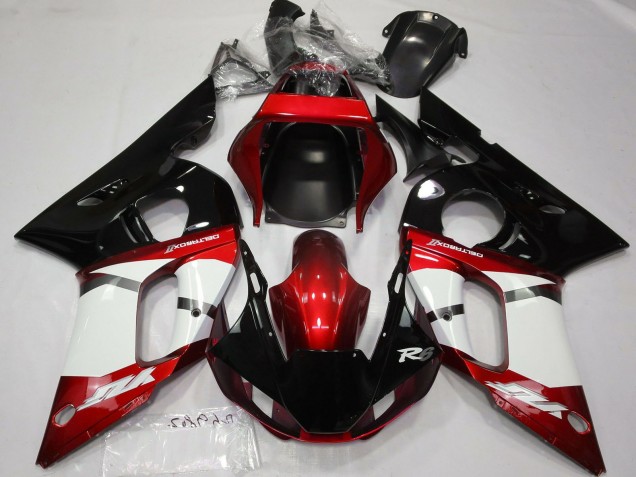 1998-2002 Yamaha R6 Motorcycle Fairing - Red White Glossy Black Australia