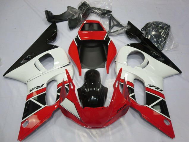 1998-2002 Yamaha R6 Motorcycle Fairings - Red White Glossy Black OEM Style Australia