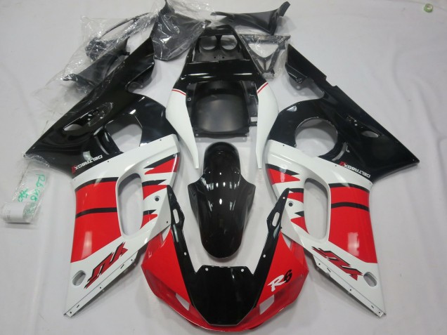 1998-2002 Yamaha R6 Motorcycle Fairings - White Red Glossy Black Australia