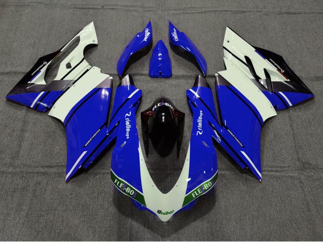 2015-2020 Ducati 959 1299 Motorcycle Fairings - Blue White Glossy Black Unibat Flex-Box OEM Style Australia