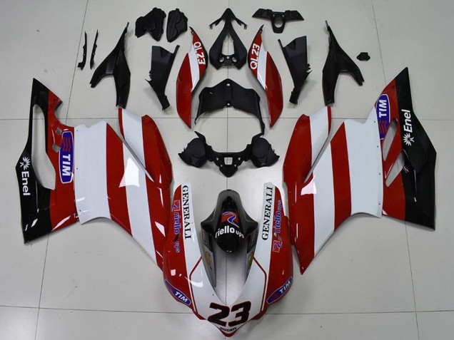 2015-2020 Ducati 959 1299 Motorcycle Fairings - White Red Glossy Black Generali Tim 23 Australia