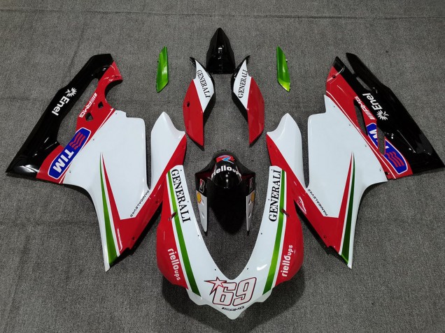 2015-2020 Ducati 959 1299 Motorcycle Fairings - White Red Green Glossy Black Generali Tim 69 Australia