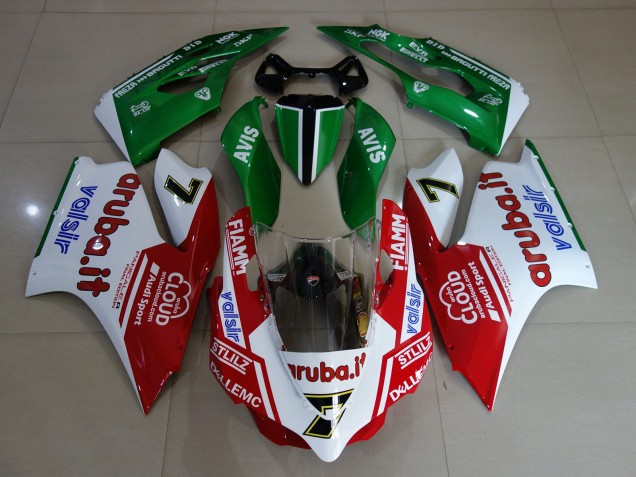 2011-2014 Ducati 899 1199 Motorcycle Fairings - White Red Green Fiamm 7 Australia