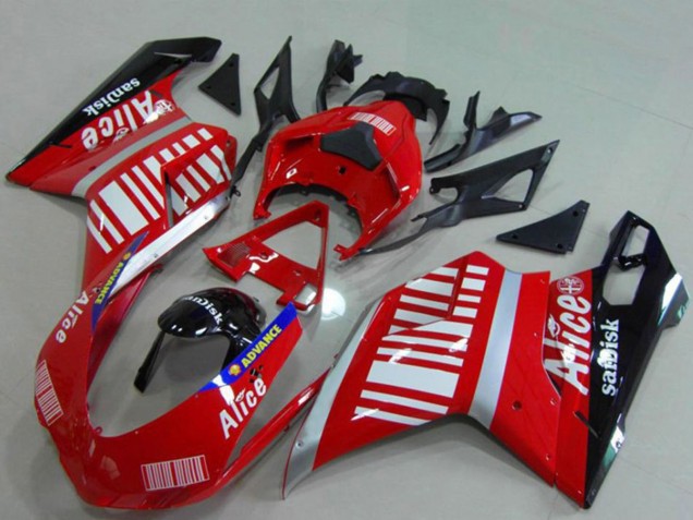 2007-2014 Ducati 848 1098 1198 Motorcycle Fairings - Silver Red Glossy Black Alice Sandisk Australia