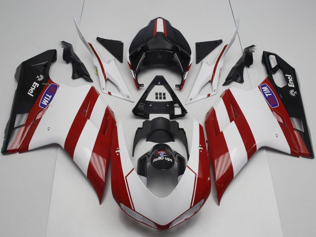 2007-2014 Ducati 848 1098 1198 Motorcycle Fairing - White Red Glossy Black Australia