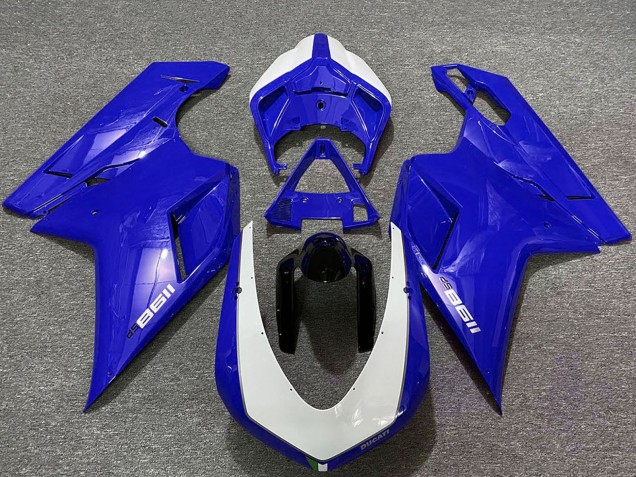 2007-2014 Ducati 1198 Motorcycle Fairings - Glossy Blue White Australia