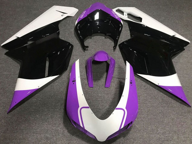 2007-2014 Ducati 848 1098 1198 Motorcycle Fairings - White Purple Glossy Black Australia