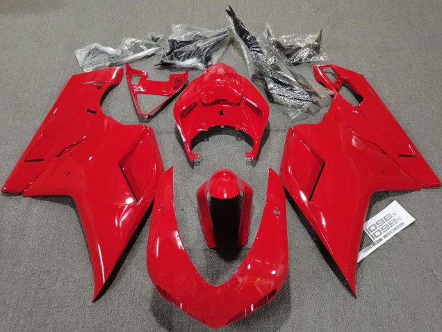 2007-2014 Ducati 848 1098 1198 Motorcycle Fairings - Glossy Red Plain Australia