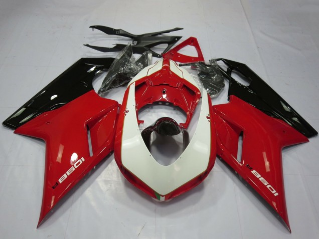 2007-2014 Ducati 1098 Motorcycle Fairings - Glossy Red White Glossy Black Australia