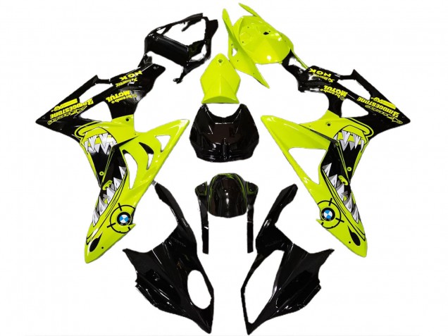 2009-2014 BMW S1000RR Motorcycle Fairings - High Viz Yellow Glossy Black Shark Australia