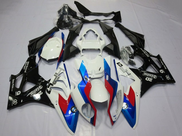 2009-2014 BMW S1000RR Motorcycle Fairings - White Red Blue Glossy Black Castrol OEM Style Australia