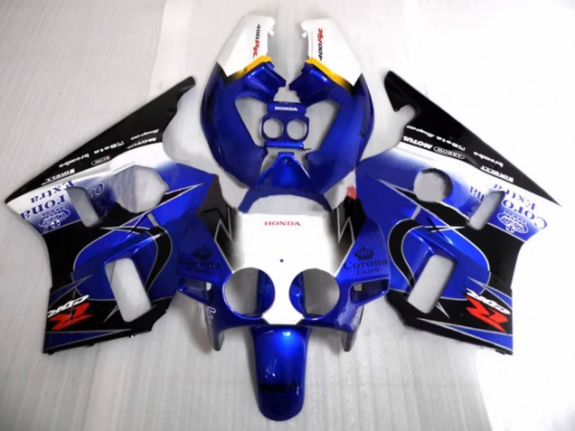 1987-1989 Honda CBR400RR NC23 Motorcycle Fairings - White Yellow Blue Glossy Black Corona Motul Australia