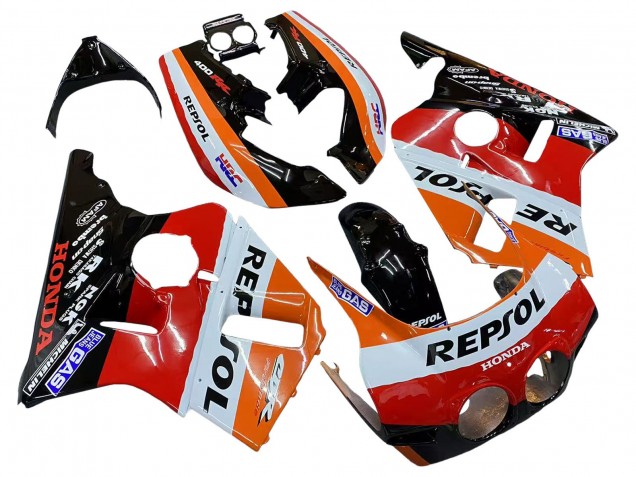 1987-1989 Honda CBR400RR NC23 Motorcycle Fairings - Orange White Red Glossy Black Repsol HRC Australia