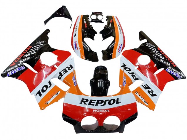 1987-1989 Honda CBR400RR NC23 Motorcycle Fairings - Orange White Red Glossy Black Repsol HRC Australia