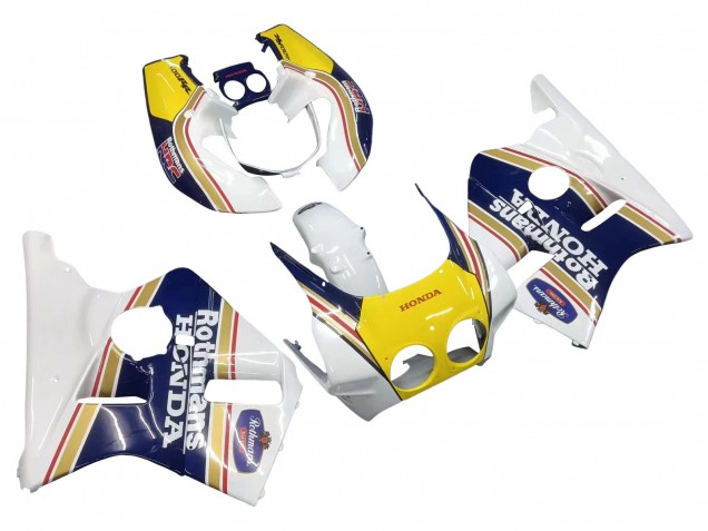 1987-1989 Honda CBR400RR NC23 Motorcycle Fairings - White Yellow Blue Rothmans Australia