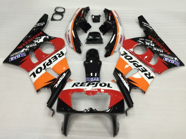 1987-1989 Honda CBR400RR NC23 Motorcycle Fairing - Orange White Red Glossy Black Repsol HRC Australia