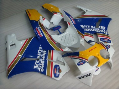 Affordable 1988-1992 Honda VFR400R NC30 Motorcycle Fairings - White Blue Yellow Rothmans Australia