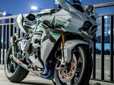 Affordable 2015-2022 Kawasaki Ninja H2 Motorcycle Fairings - White with Green Lines Australia