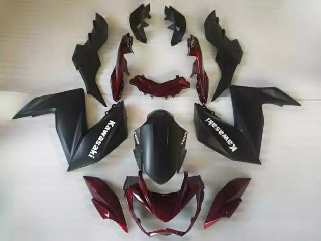 2015-2016 Kawasaki Z250/Z300 Motorcycle Fairings - Matte Black Maroon Red Australia