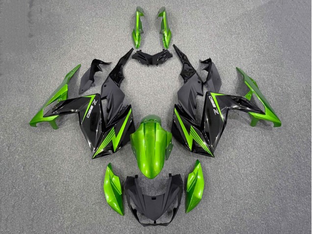 2015-2016 Kawasaki Z250/Z300 Motorcycle Fairings - Green Glossy Black Australia